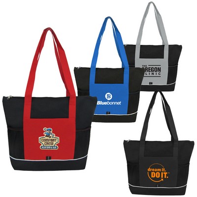 600 Denier Polyester Dual Mesh Pocket Zipper Tote