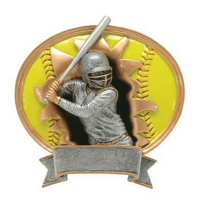 Softball, Female, 3-D Sport Blaster Oval Resin Plate - 7" x 7-1/2"