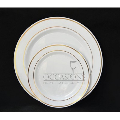 10.5" White/Gold Round Dinner Plate