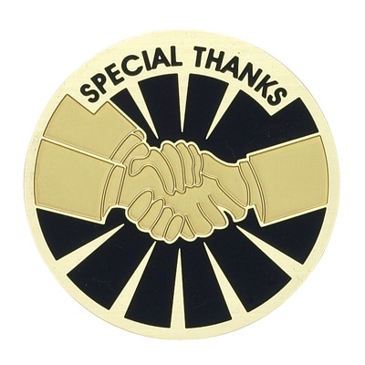 2" Special Thanks Hand Shake Etched Enameled Medallion Insert Disc