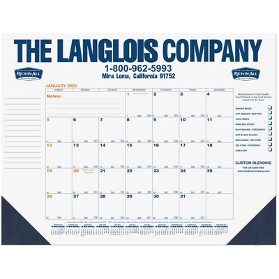 Blue & Gold Calendar Desk Pad w/One Color Imprint (21¾"x17")