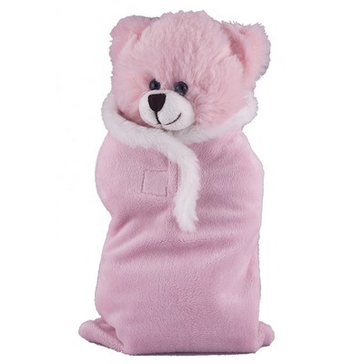 Soft Plush Pink Bear in Baby Sleep Bag Stuffed Animal