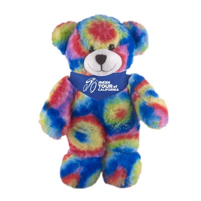 Soft Plush Stuffed Tie Dye Bear with Bandana