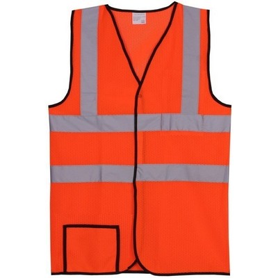 Mesh Dual Stripe Orange Safety Vest (Small/Medium)