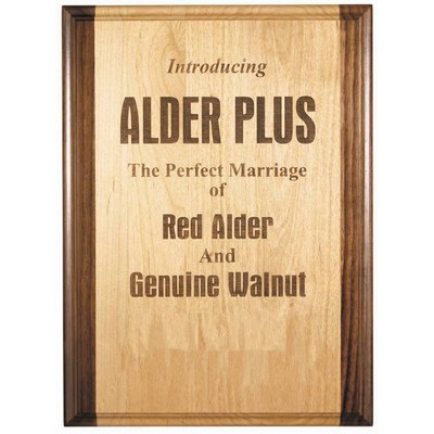 Genuine Red Alder & Genuine Walnut 7" x 9" Plaque - Laser Engraved