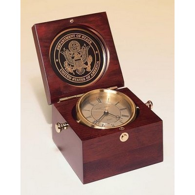 5 1/2" x 3 3/4" Captain's Clock w/Hand Rubbed Mahogany Finish Case