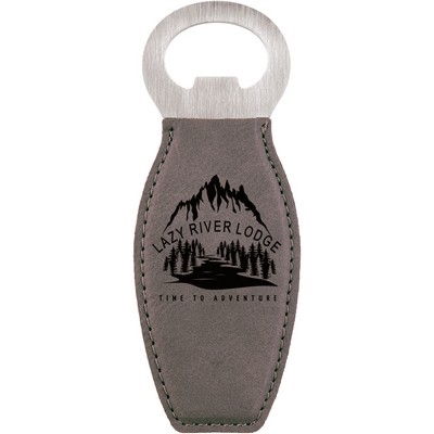 Bottle Opener with Magnet, Gray Faux Leather