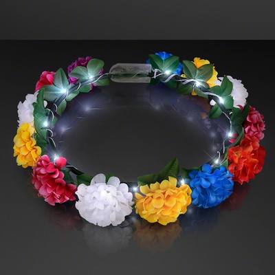 Rainbow Flower Crowns with White Lights - BLANK