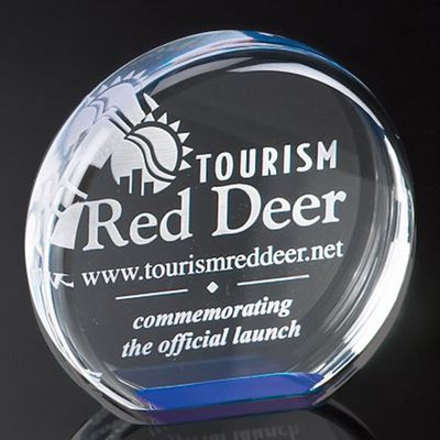 Round Reflective Blue Acrylic Award, Small (4" Diameter x 1" Thick)