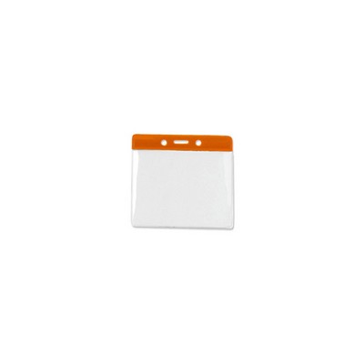 Vinyl Horizontal Top Load Badge Holder (4.76"x 4.49")(Orange)