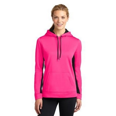 Ladies Sport-Tek® Sport-Wick® Fleece Colorblock Hooded Pullover