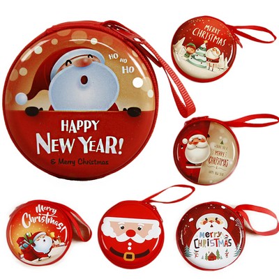 Round Christmas gift tinplate zero wallet