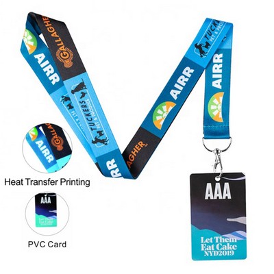 1/2" Combo Sublimated Lanyard w/ PVC plastic ID Card Lanyards