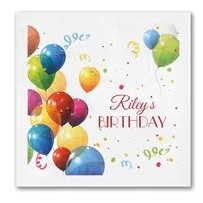 Colorful Birthday Balloons Beverage Ooh La Color® Napkin