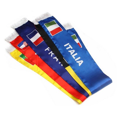 Printed Satin Soccer Fan Costume Scarf with Tassel