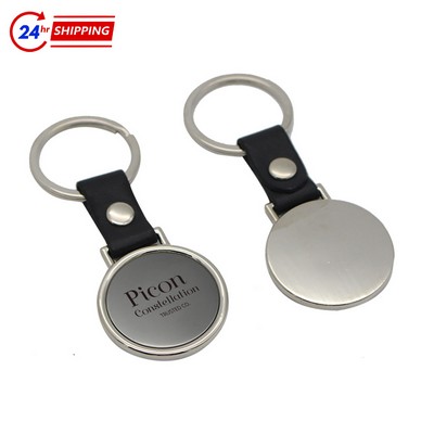 Simple Zinc Alloy Round Keychain