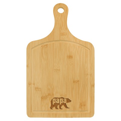 15 1/2" x 9" Bamboo Cutting Board Paddle Shape with Drip Ring