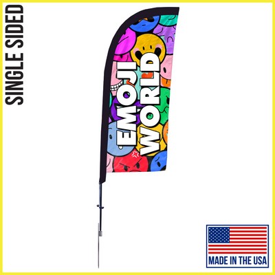 (Large Qty) 7ft Single Sided Premium Straight Flag with Spike Base - Made in the USA