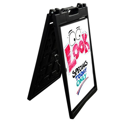 A Frame Stand with 1 Dry Erase Laminated Decal Mounted on Corrugated Material