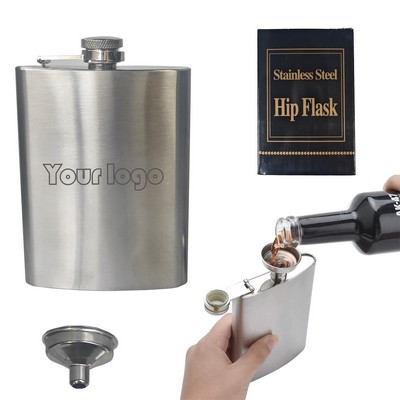 8 Oz Stainless Steel Flask with Funnel MOQ 50