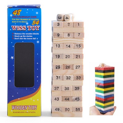 Giant 54-Piece Wooden Block Stacking Game - Ultimate Tumble Tower Fun!