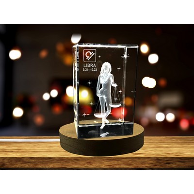 Libra Zodiac Sign 3D Engraved Crystal Keepsake Gift