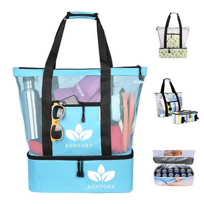 Beach Tote Bag With Insulated Cooler