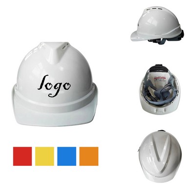 MOQ15 ABS Thickened Breathable Construction Safety Helmet V Type Anti Smash Protective Hard Hat