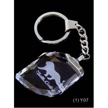 Ridged Edge Optic Crystal Keychain