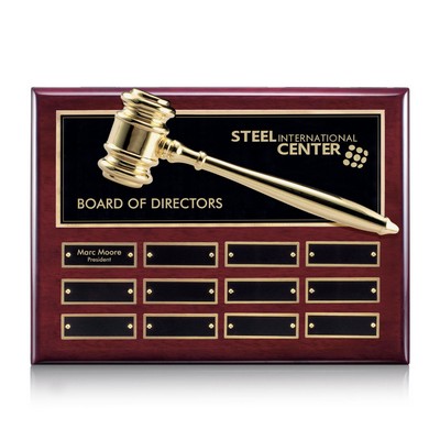 Gavel Perpetual Plaque - Rosewood 12 Plate