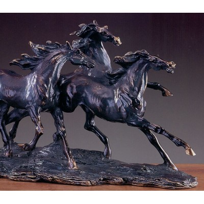 Three Running Horses Trophy, Blank Item Only. No Decoration is available on this item (18"x10")