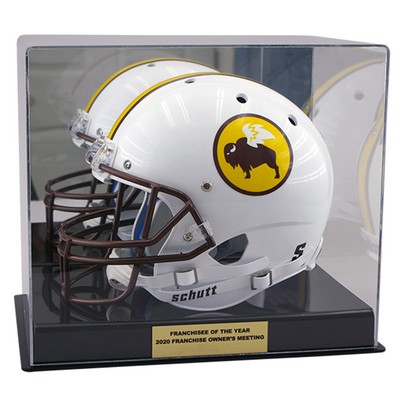 Full Size Helmet Display Case With Black Base and mirror back