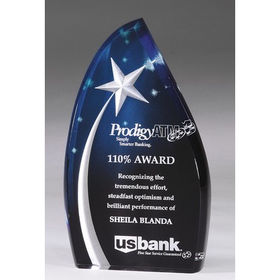 Super Star Blue Acrylic Award - 4 1/2" x 7 3/4" x 1"