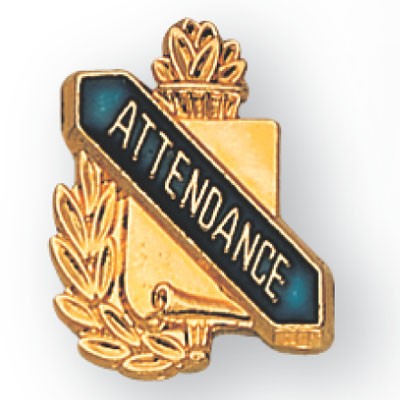 Enameled & Epoxy Domed Scholastic Attendance Award Pin