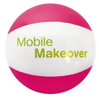 16" Inflatable Hot Pink and White Beach Ball