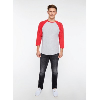 LAT™ Unisex Baseball Crew Neck Raglan 3/4 Sleeve Fine Jersey T-Shirt