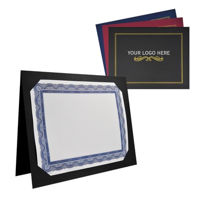 12 3/4" X 10" Two-Fold Certificate Presentation Folder Custom Printed w/Border & Design