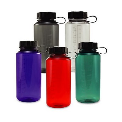 Round: 32 oz. Tritan Bottle with Black Tethered Lid