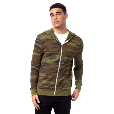 Alternative Men's Triblend Long-Sleeve Printed Full Zip Hoodie