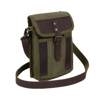 Olive Drab Canvas Travel Portfolio Bag w/Leather Accents