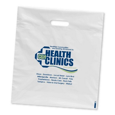 2.5 Mil Fold Over Die Cut Handle Bag (16"x18")