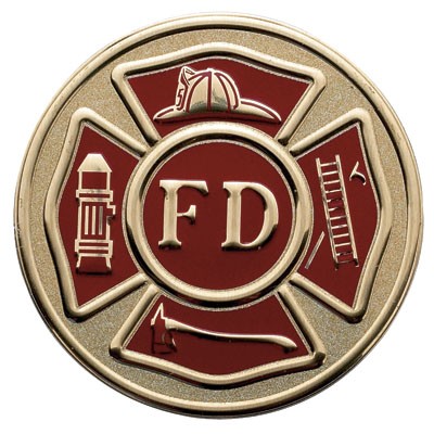 7/8" Fire Department Etched Enamel Medallion Insert Disc