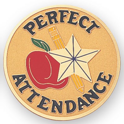 2" Perfect Attendance Etched Enameled Medallion Insert disc