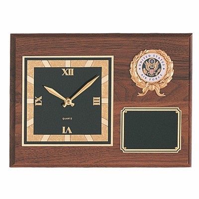 Genuine Walnut Plaque Clock w/2" Insert (9"x12")