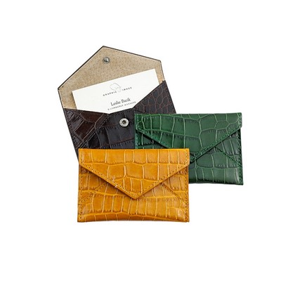 Crocodile Embossed Leather Mini Envelope