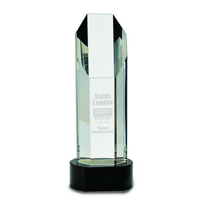 10 3/4" Octagon Slant-Top Crystal on Black Pedestal Base