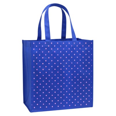 Custom 80g Non-Woven PP Tote Bag w/Metallic Gliter Decoration 14"x15"x8"