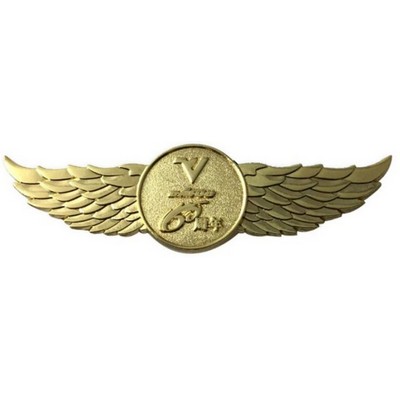 Metal Circle Lapel Pin Badge w/Wings