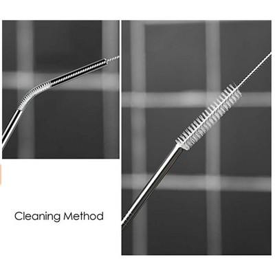 Reusable stainless steel straw set