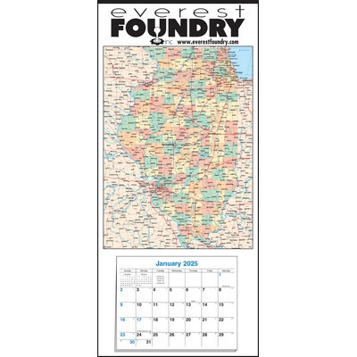 Large Illinois State Map Full Apron Calendar